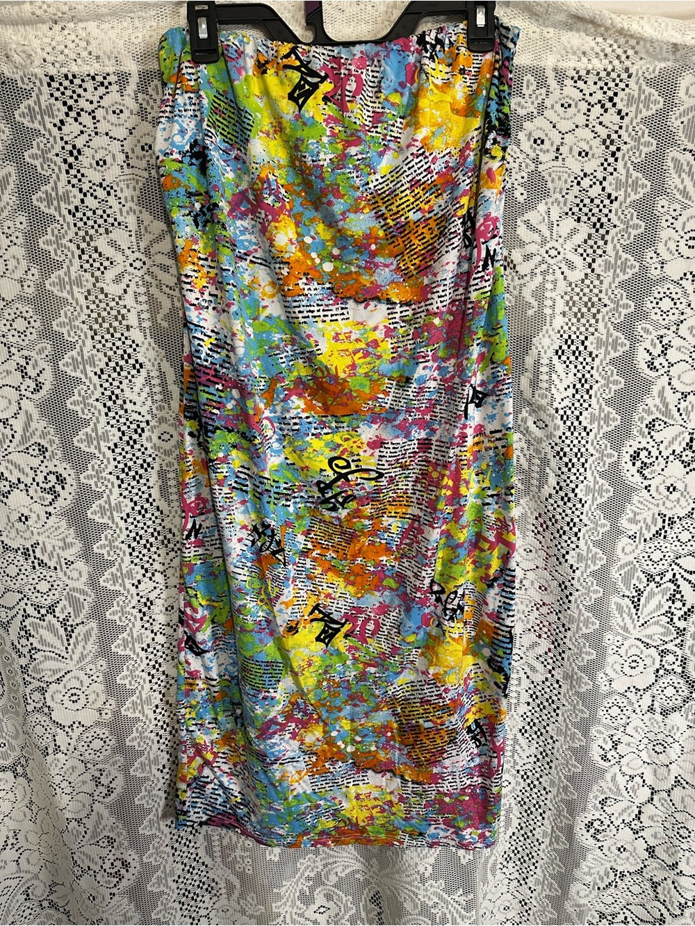 Abstract Multicolor Midi Skirt - Vibrant Print
